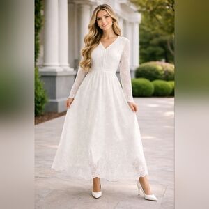 One Loved Babe White Embroidered Lace Maxi Dress XS